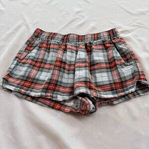 American Eagle Festive Plaid Holiday PJ Shorts with pockets - Size SMALL